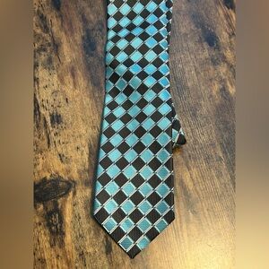 Blue Black Silver Check Men's Tie COLOURS by Alexander Julian Panthers Colors